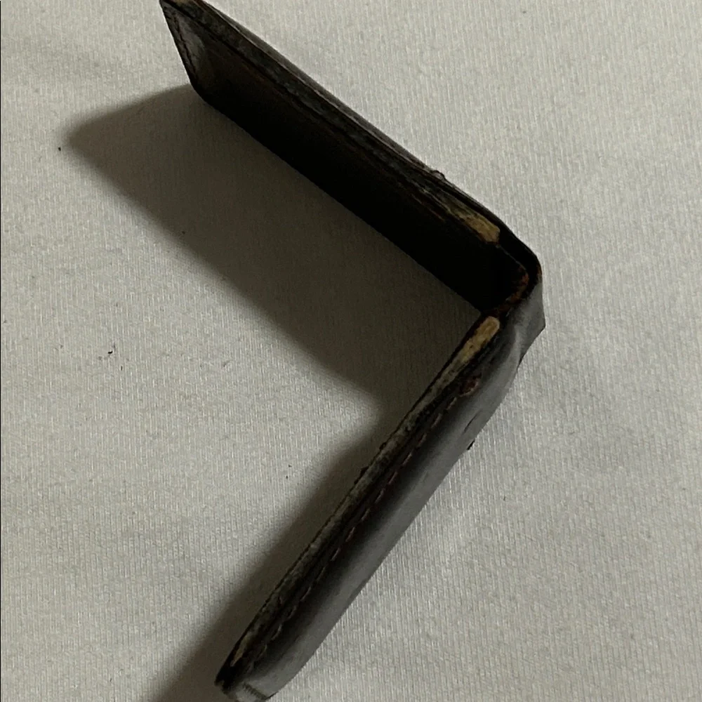 Fossil Black Leather Money Clip with Silver Logo Plate